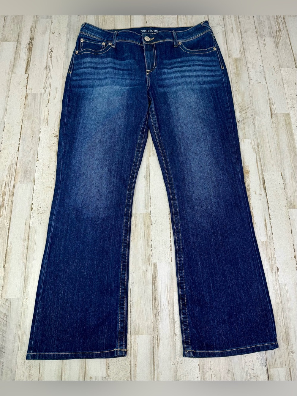 Maurices Jeans Womens 16S (36x31) Blue High Rise Straight Leg Stretch Denim
